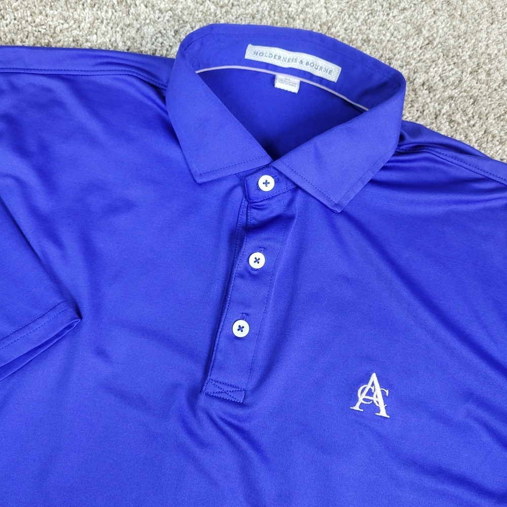 Holderness & Bourne Tailored Fit Mens XL‎ Solid Blue Performance Stretch Polo SS